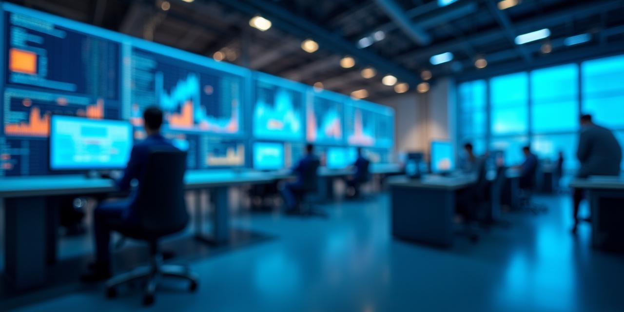Data scientists analyzing predictive models on high-tech screens